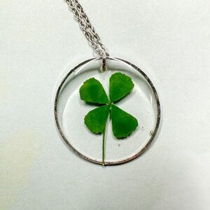 Four Leaf Clover Necklace / Silver / Dainty / Handmade